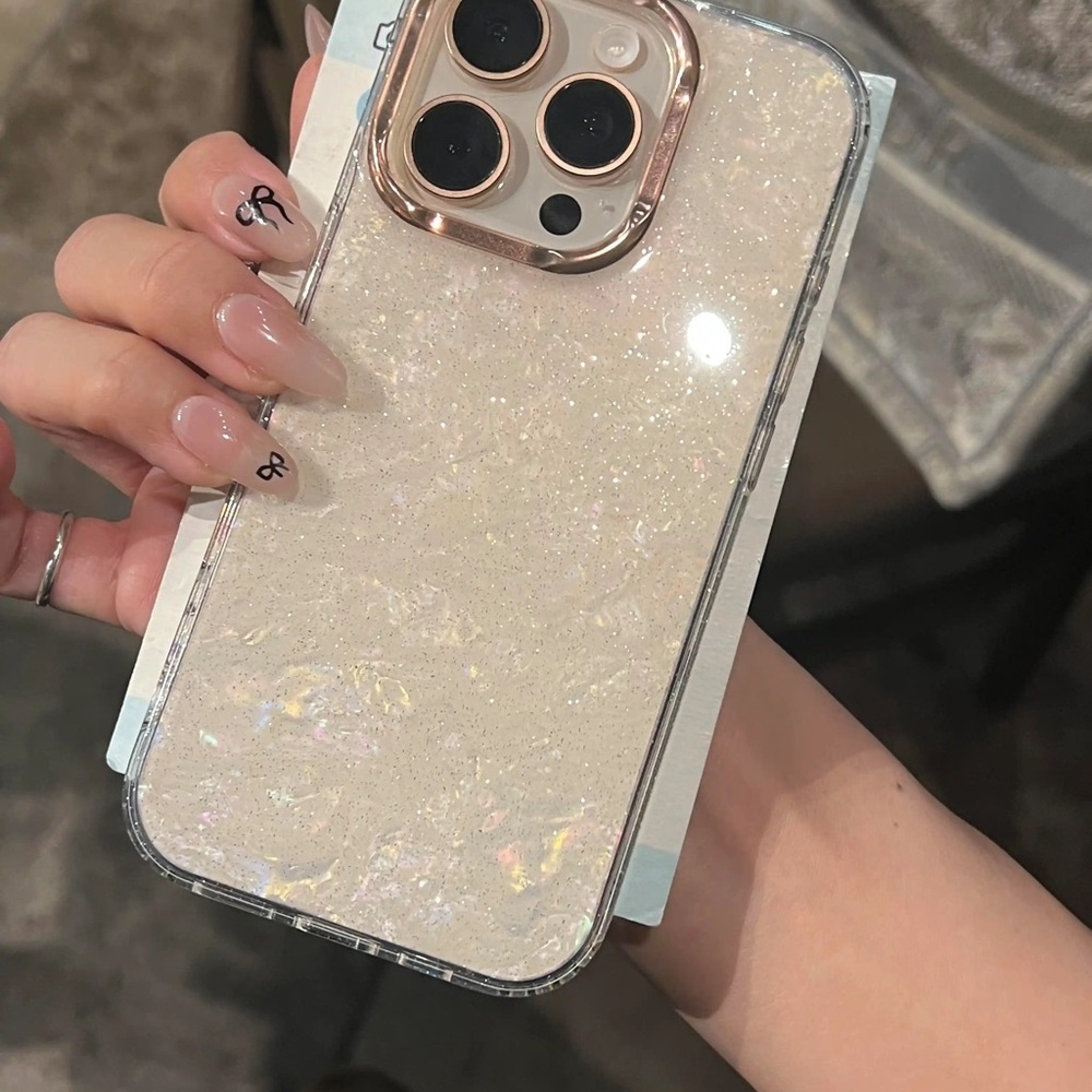 Clear Glitter Pearl Phone Case for iPhone - White